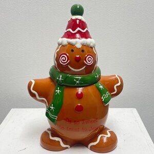 Gingerbread Man Cookie Jar - Festive Holiday Kitchen Storage Canister